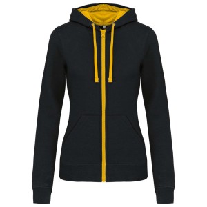 Kariban Contrast n�i kapucnis pul�ver, Black/Yellow
