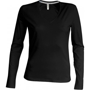 Kariban N�i hossz�ujj�, V-nyak� p�l�, Black